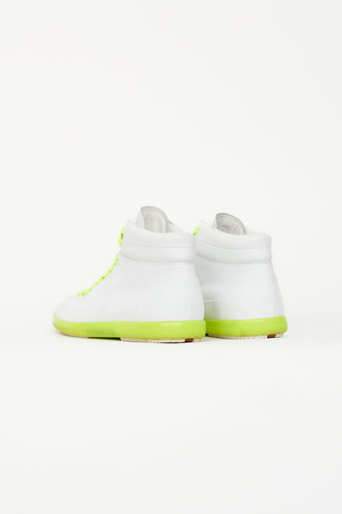 Prada White & Neon High Top Sneaker