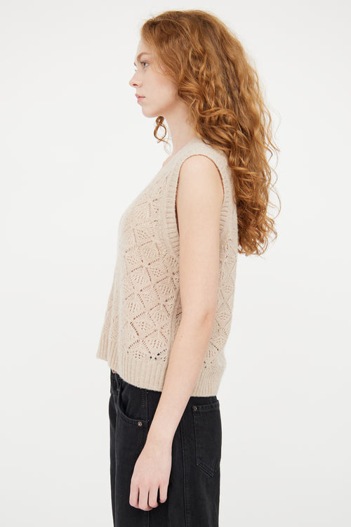 ME+EM Beige Wool Knit Vest