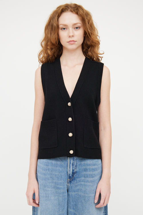 ME+EM Black Wool Knit Jewel Vest