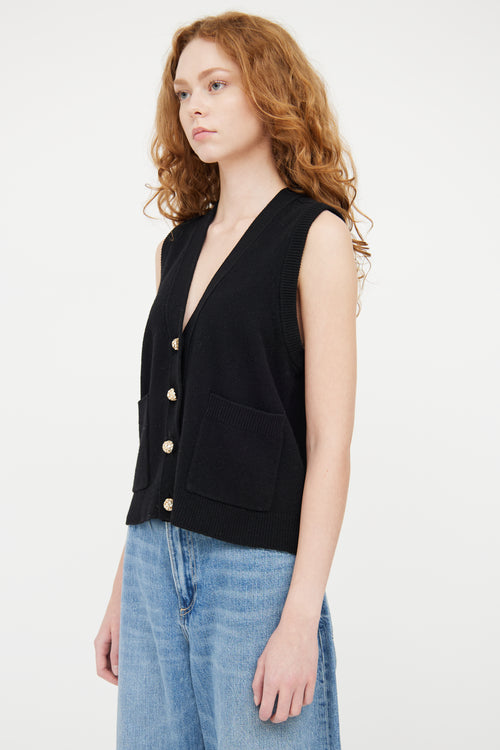 ME+EM Black Wool Knit Jewel Vest