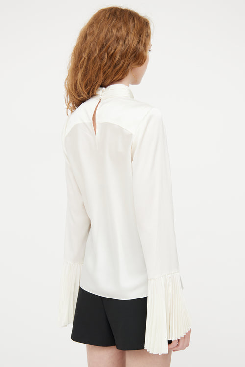 ME+EM Cream Satin Pleated Top