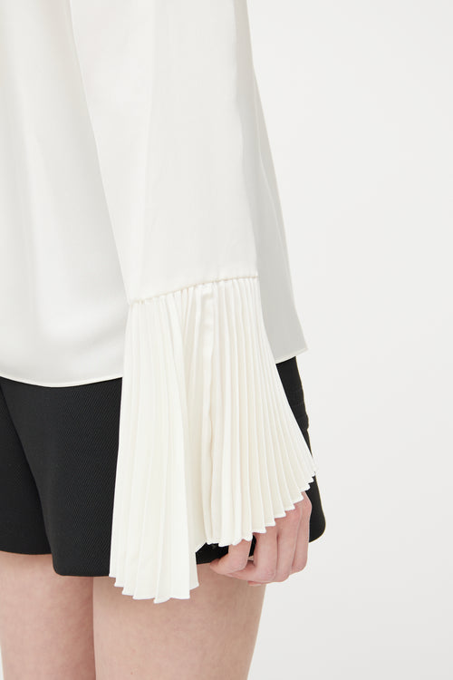 ME+EM Cream Satin Pleated Top