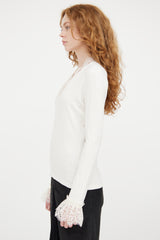 ME+EM White V-Neck Lace Top