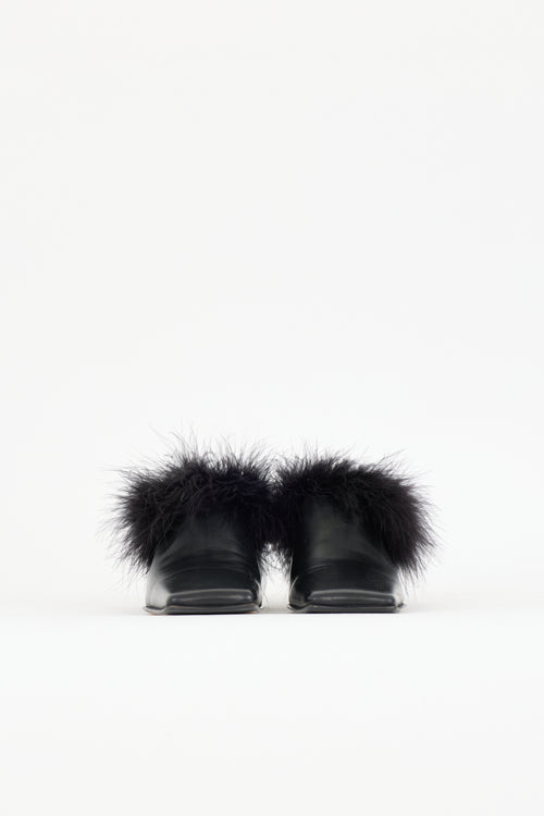 Miista Leather & Feather Mule