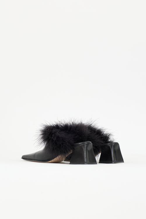 Miista Leather & Feather Mule