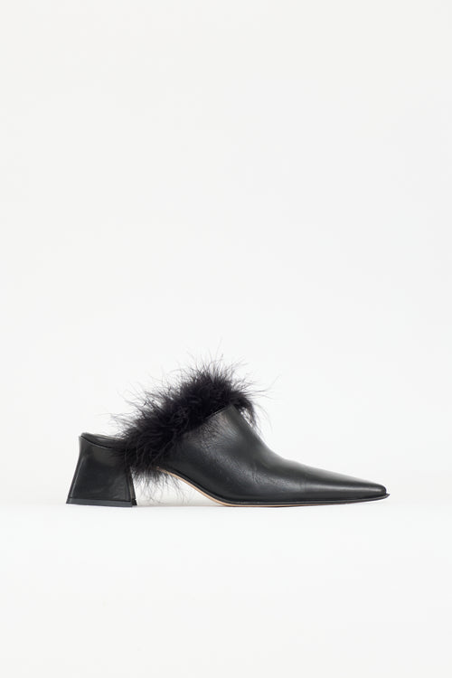 Miista Leather & Feather Mule