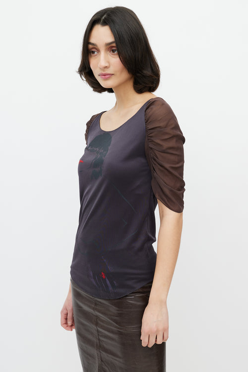 Chloé Black & Brown Sheer Top