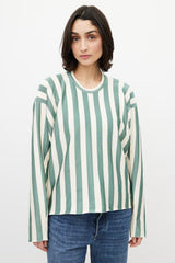 Celine Sage Green & Cream Stripe Top