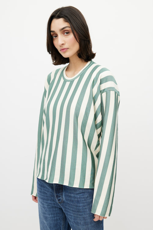 Celine Sage Green & Cream Stripe Top