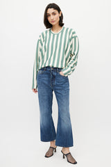 Celine Sage Green & Cream Stripe Top
