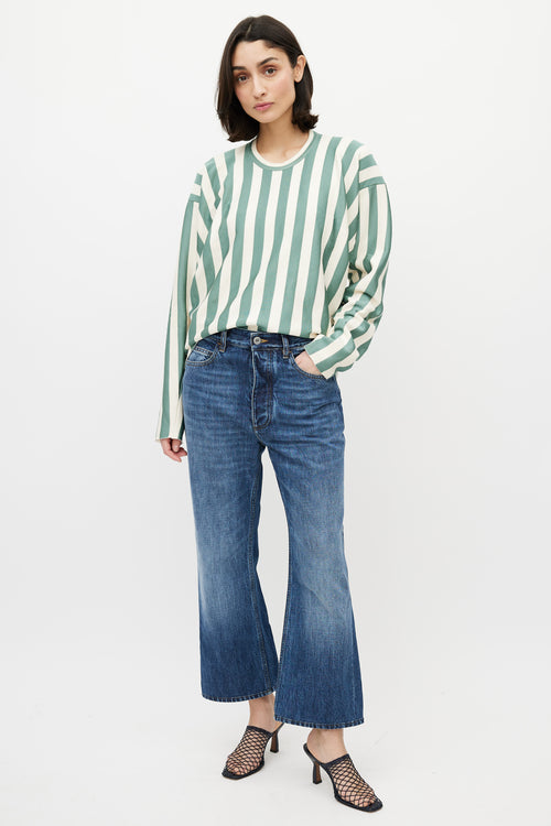 Celine Sage Green & Cream Stripe Top