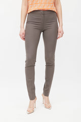 Fendi Taupe Wool Skinny Trouser