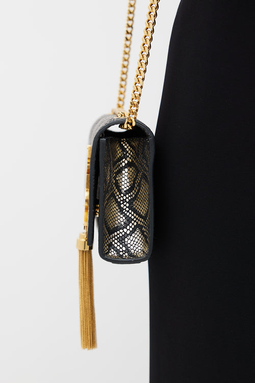 Saint Laurent Black & Multicolour Print Kate Crossbody Bag