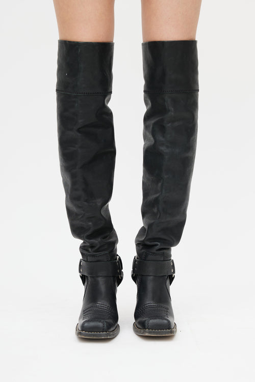 Dior Black Diorider Over The Knee Boot