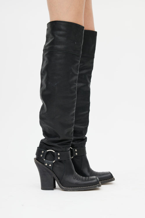 Dior Black Diorider Over The Knee Boot