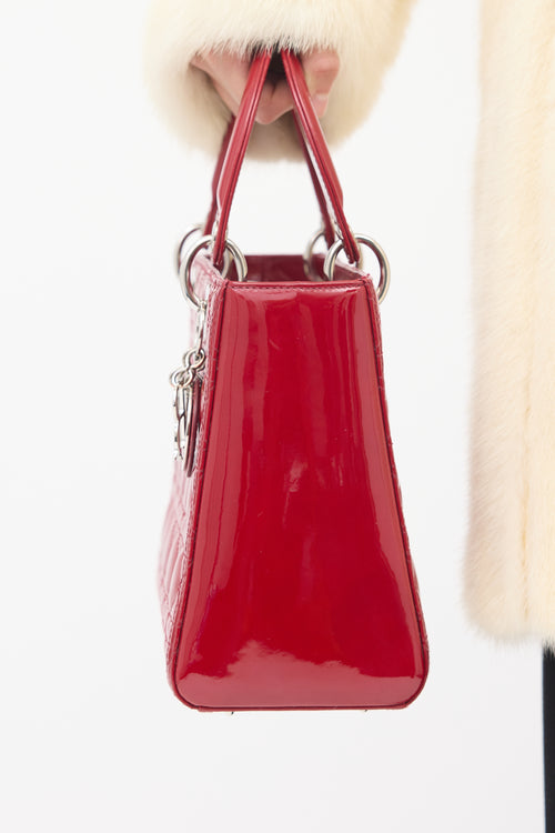 Dior 2012 Red Patent Leather Medium Lady Dior Bag