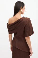 Mugler Vintage Linen One Shoulder Top