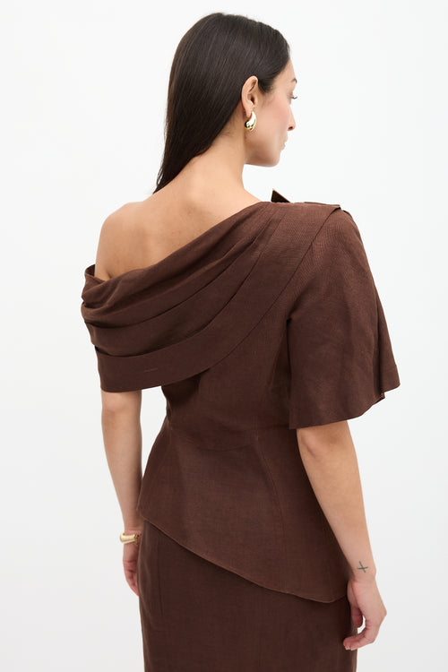 Mugler Vintage Linen One Shoulder Top