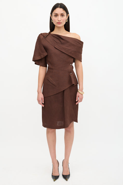 Mugler Vintage Linen One Shoulder Top