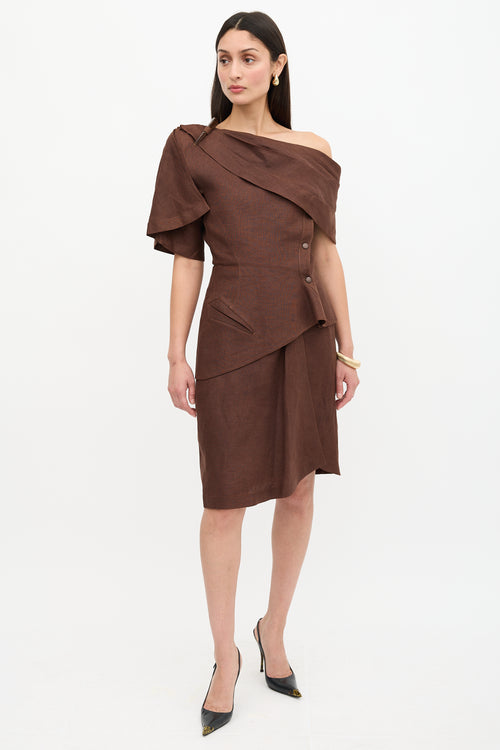 Mugler Vintage Linen One Shoulder Top