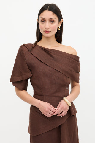 Mugler Vintage Linen One Shoulder Top