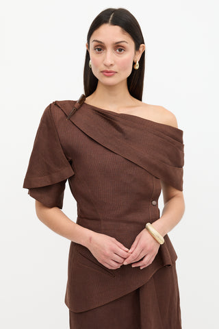 Mugler Vintage Linen One Shoulder Top