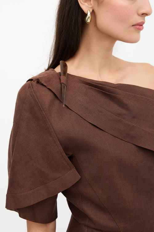 Mugler Vintage Linen One Shoulder Top