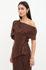 Mugler Vintage Linen One Shoulder Top