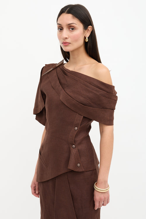 Mugler Vintage Linen One Shoulder Top