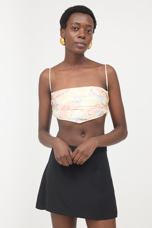 Mirror Palais Silk Floral Bandeau Top