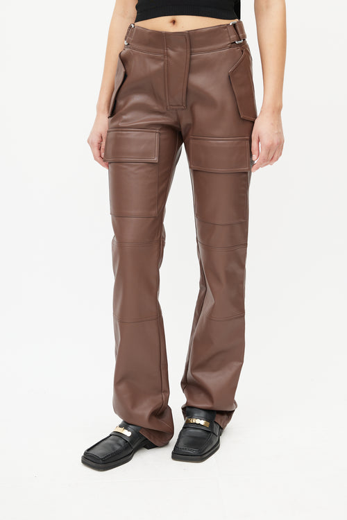 MISBHV Brown Faux Leather Cargo Trouser