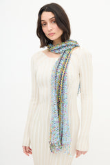 Missoni Light Blue & Multi Crochet Knit Scarf