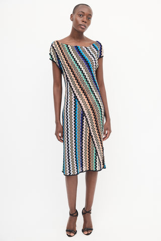 Missoni Black & Multi Chevron Knit Dress