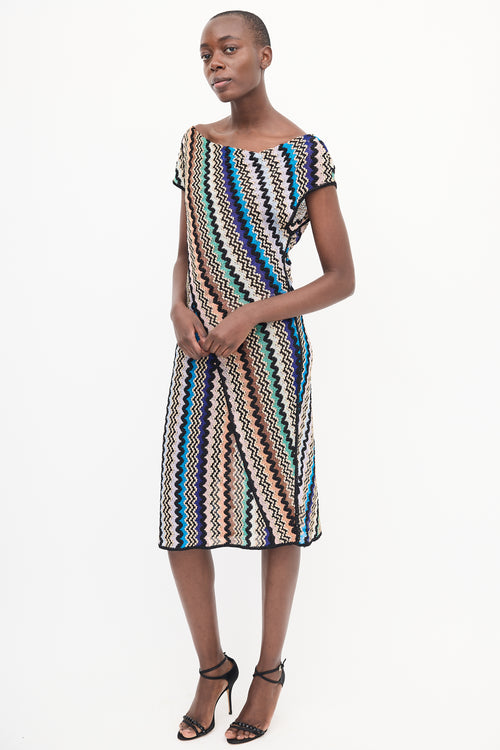 Missoni Black & Multi Chevron Knit Dress