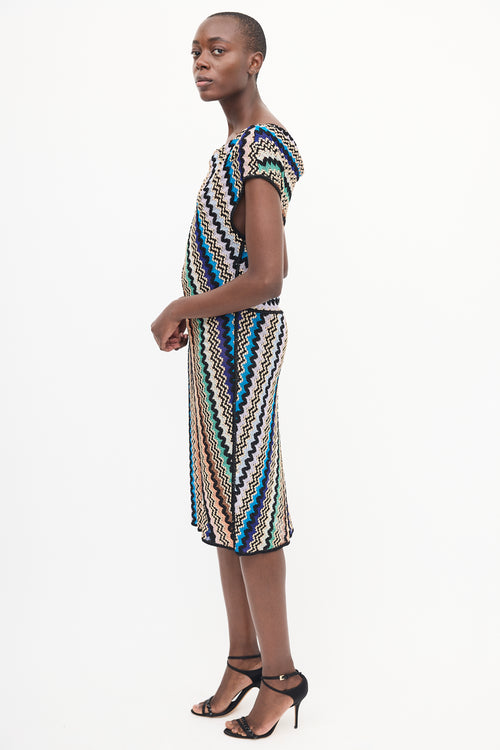 Missoni Black & Multi Chevron Knit Dress