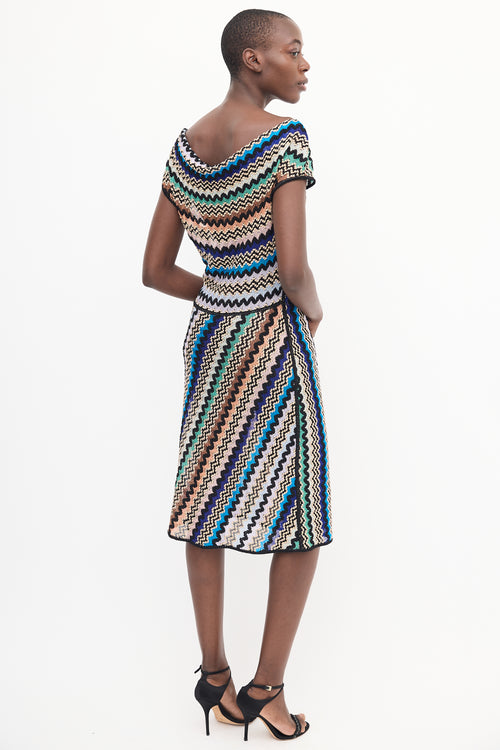 Missoni Black & Multi Chevron Knit Dress