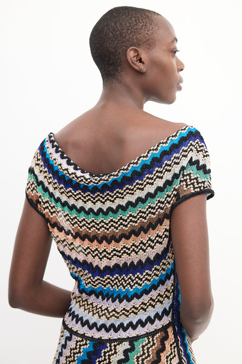 Missoni Black & Multi Chevron Knit Dress