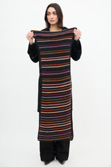 Missoni Black & Multi Striped Knit Scarf