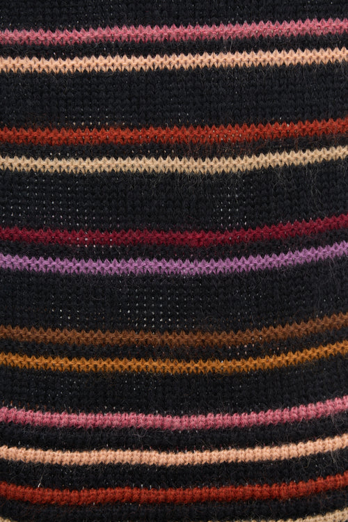 Missoni Black & Multi Striped Knit Scarf