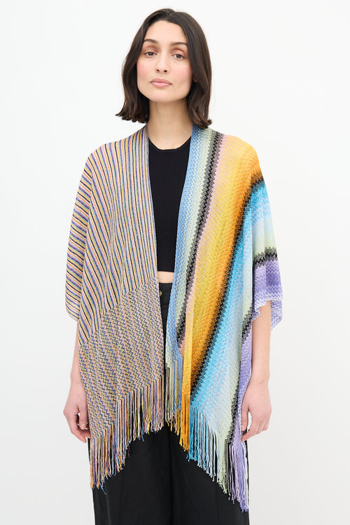 Missoni Blue & Multi Chevron Crochet Shawl