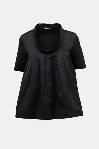 Miu Miu 2007 Silk Grosgrain Pleated Top