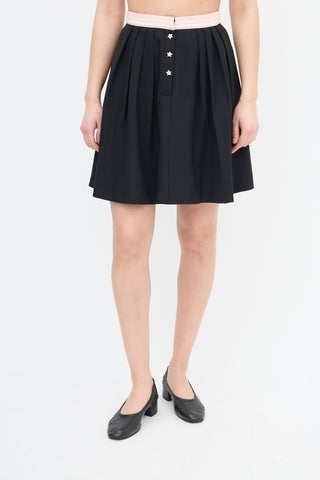 Miu Miu 2016 Stripe Trim Pleated Skirt