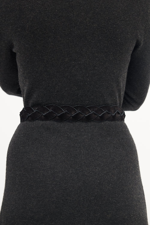 Miu Miu Black Suede Braided Belt