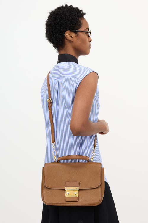 Miu Miu Madras Leather Flap Shoulder Bag