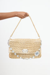Miu Miu Metallic Matelasse Leather Crystal Bag