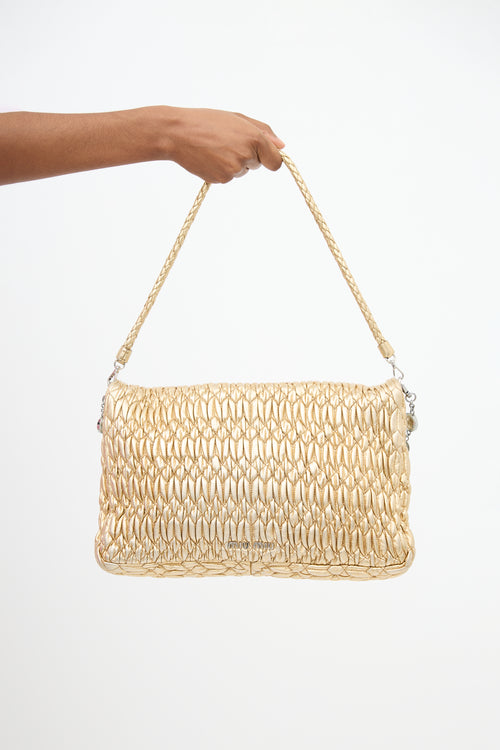 Miu Miu Metallic Matelasse Leather Crystal Bag