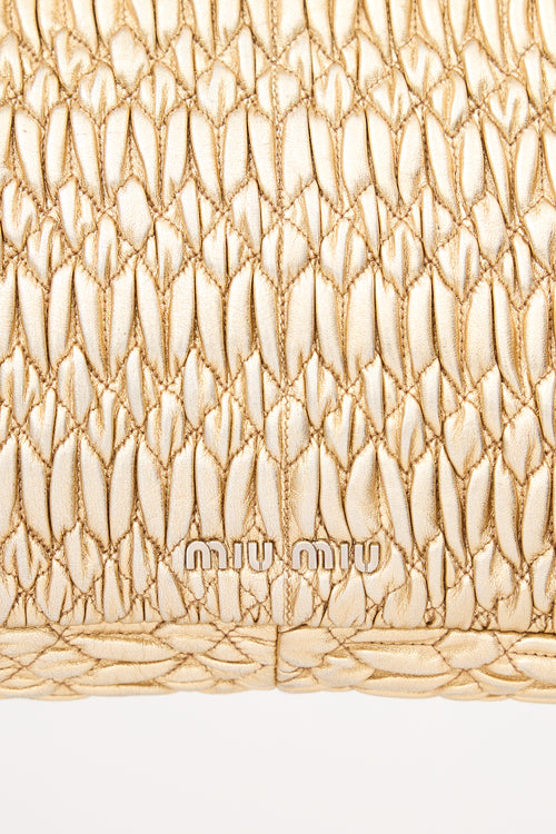 Miu Miu Metallic Matelasse Leather Crystal Bag