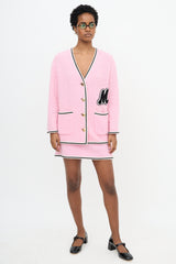 Miu Miu 2021 Boucle Patch Logo Cardigan