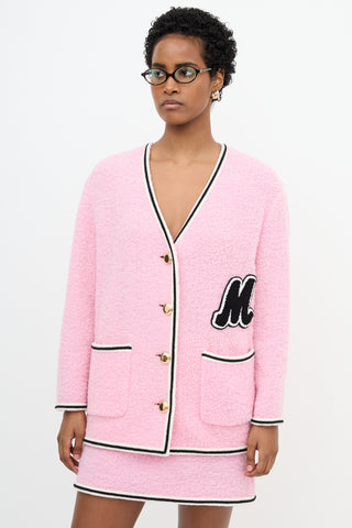 Miu Miu 2021 Boucle Patch Logo Cardigan