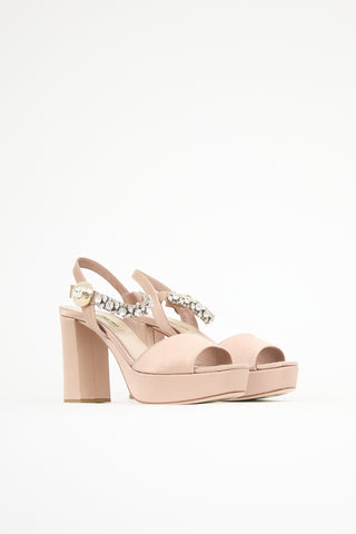 Miu Miu Satin Crystal Embellished Sandal